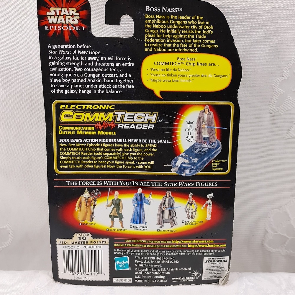 Star Wars Episode I Boss Nass 3.75 Inch Action Figure w/Staff Comm-Tech Hasbro - Picture 2 of 4